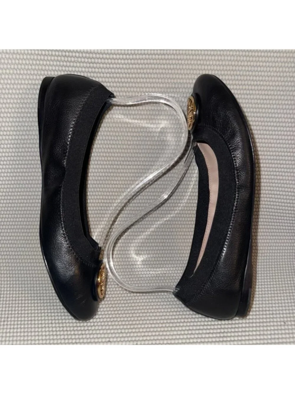 Tory Burch Caroline Black Leather Ballet Designer Flats Shoes Women’s Size 7M